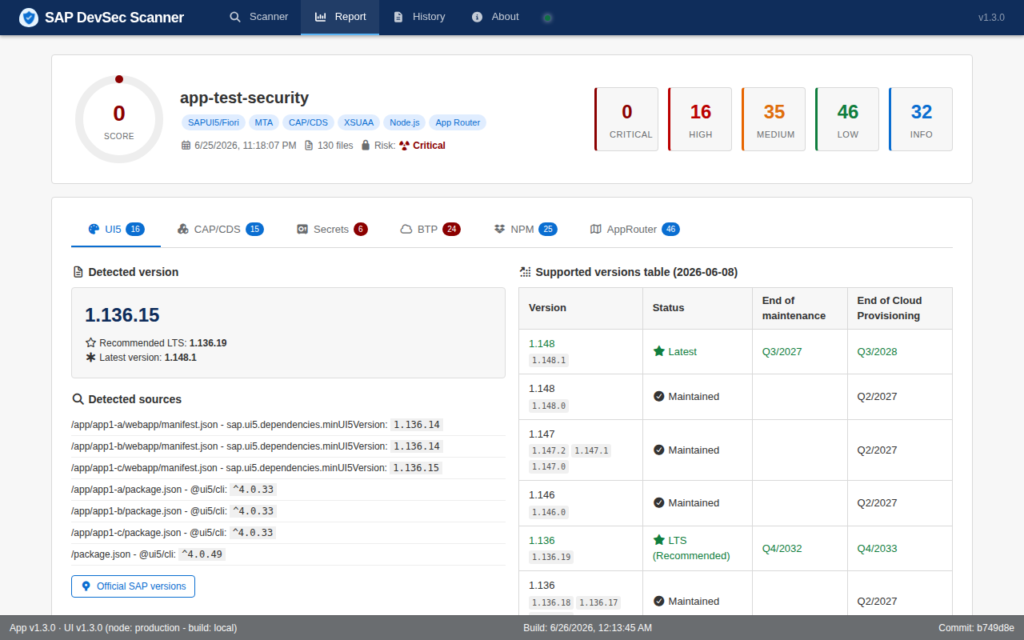 Sap DevSec Scanner